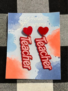 Acrylic Teacher Earrings