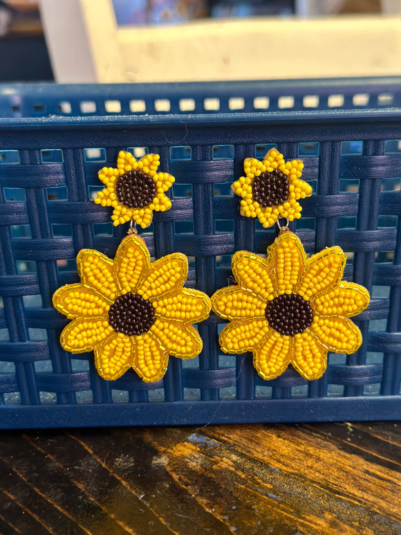 Sunflower Beaded Earring